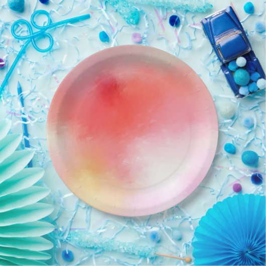 Abstrakte Kunstvorlage Rosa orange Gelb Pappteller (Party)