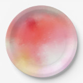 Abstrakte Kunstvorlage Rosa orange Gelb Pappteller (Vorderseite)
