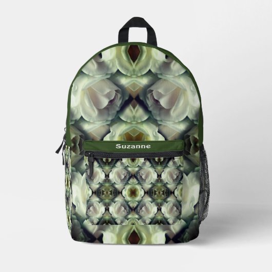 Abstrakte Kunstwerke von White Rose Personalisiert Bedruckter Rucksack (Vorderseite)
