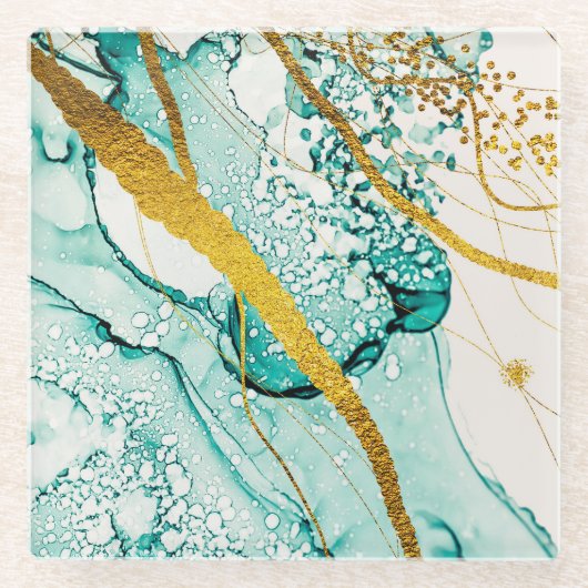 Abstrakte Kunstwolken: Lichtdurchlässige Tinte Glasuntersetzer (Vorderseite)