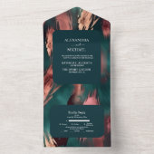 Abstrakte Kupfer dunkelgrün staubige rosa Hochzeit All In One Einladung (Innen Boden)