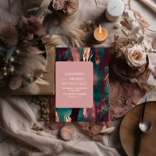 Abstrakte Kupfer dunkelgrün staubige rosa Hochzeit Einladung