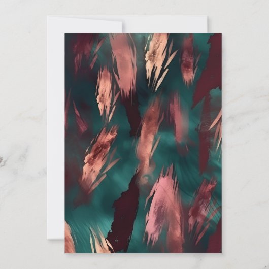 Abstrakte Kupfer dunkelgrün staubige rosa Hochzeit Einladung (Rückseite)