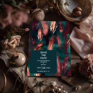 Abstrakte Kupfer dunkelgrün staubige rosa Hochzeit Save The Date