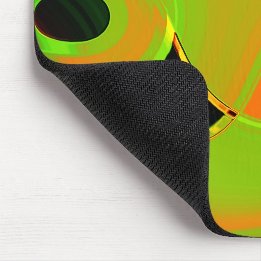 Abstrakte Kurven in Kalkgrün mit Orangenbad Mousepad (Ecke)