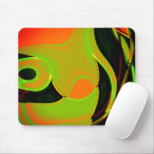 Abstrakte Kurven in Kalkgrün mit Orangenbad Mousepad (Mit Mouse)