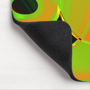 Abstrakte Kurven in limettgrün mit orangefarbenem  Mousepad
