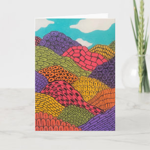 Abstrakte kurvenreiche farbige Bleistift-Landschaf Karte