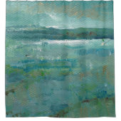 Abstrakte Küsten Aquamarin Duschvorhang (Vorderseite)