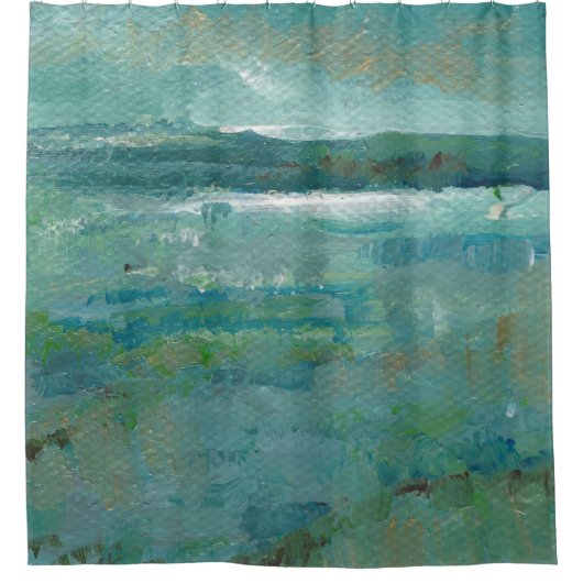 Abstrakte Küsten Aquamarin Duschvorhang (Vorderseite)