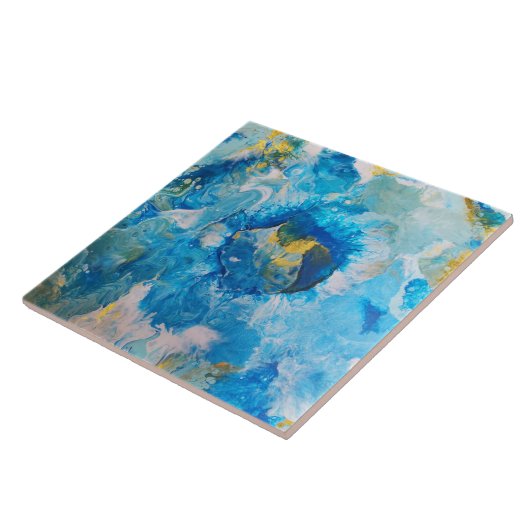 Abstrakte Lackierung mit Akrylpour - Ocean Foam Fliese (Seite)