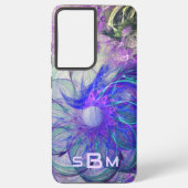 Abstrakte Lacy-Blume Lila Blue Art Custom Samsung Galaxy Hülle (Rückseite)