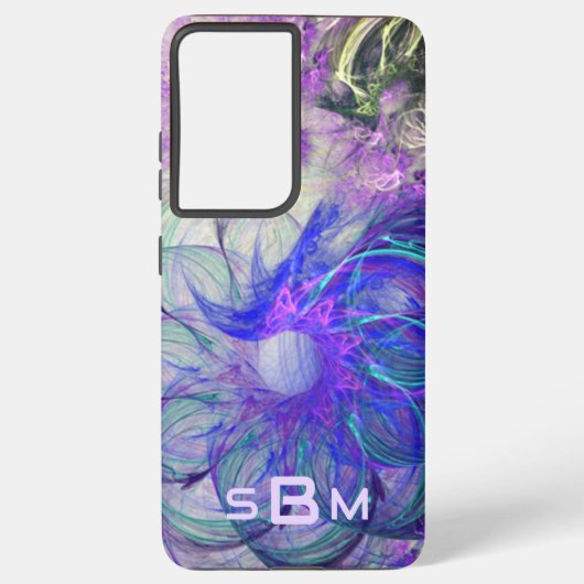 Abstrakte Lacy-Blume Lila Blue Art Custom Samsung Galaxy Hülle (Rückseite)