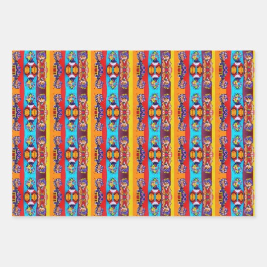 *ABSTRAKTE LADIES GIFT WRAP - 3 SHEETS SIND ENTHAL GESCHENKPAPIER SET (Vorderseite 2)