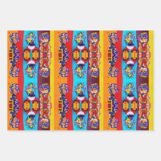 *ABSTRAKTE LADIES GIFT WRAP - 3 SHEETS SIND ENTHAL GESCHENKPAPIER SET (Vorderseite)