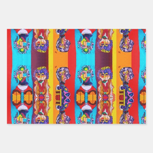 *ABSTRAKTE LADIES GIFT WRAP - 3 SHEETS SIND ENTHAL GESCHENKPAPIER SET (Vorderseite 3)