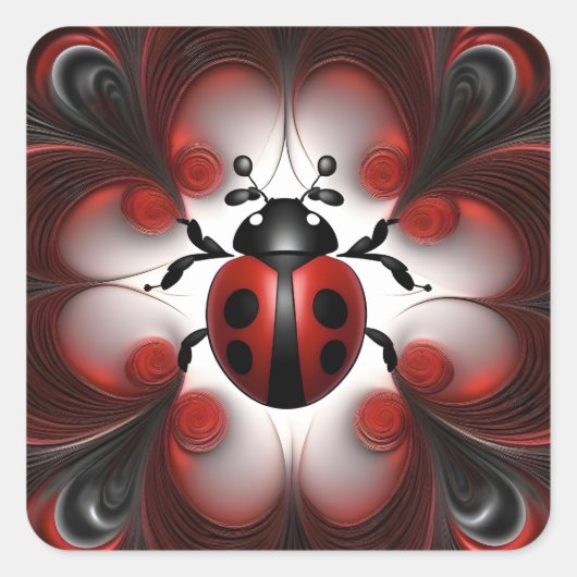 Abstrakte Ladybird Art Design, Quadratischer Aufkleber (Vorderseite)