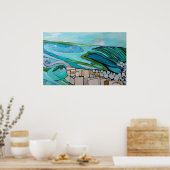Abstrakte Landschaft am Meer Poster (Küche)