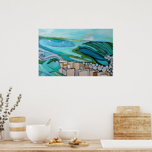 Abstrakte Landschaft am Meer Poster (Küche)
