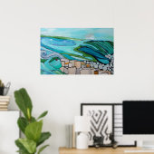 Abstrakte Landschaft am Meer Poster (Heimbüro)