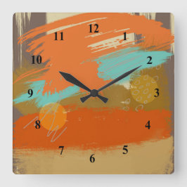 Abstrakte Landschaft Art Paint Circles Spheres Quadratische Wanduhr