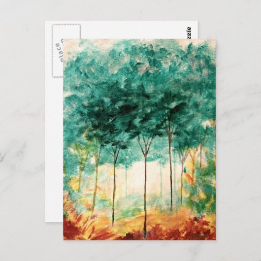 Abstrakte Landschaft Art Trees Wald Malerei Postkarte (Vorne/Hinten)