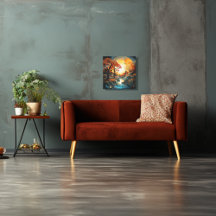 Abstrakte Landschaft, Bäume und Bach