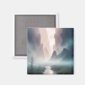 Abstrakte Landschaft Berge Tal Naturlandschaft Magnet (Vorderseite/Rückseite)