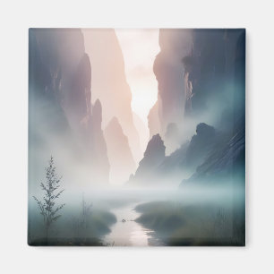 Abstrakte Landschaft Berge Tal Naturlandschaft Magnet