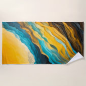 Abstrakte Landschaft Blau Gelb braun Strandtuch (Vorderseite)