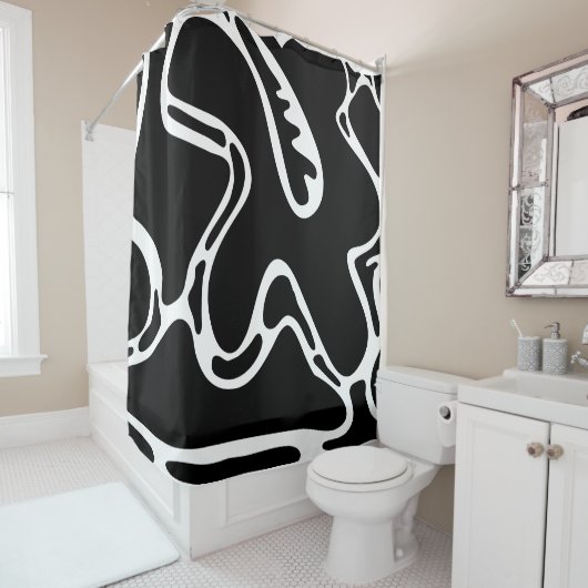 Abstrakte Landschaft Doodles Schwarzweiß Duschvorhang (Beispiel)