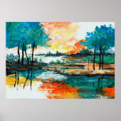 Abstrakte Landschaft, farbenfrohe Acrylmalerei Poster (Vorne)