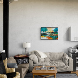 Abstrakte Landschaft, farbenfrohe Acrylmalerei Poster