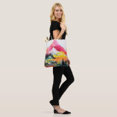 Abstrakte Landschaft farbenfrohe Collage Tasche (Am Model)