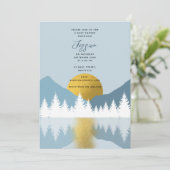 Abstrakte Landschaft Golden Winter Baby Shower Boy Einladung (Stehend Vorderseite)