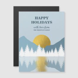 Abstrakte Landschaft Goldener Winter Happy Holiday Magnetkarte