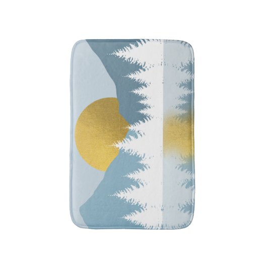 Abstrakte Landschaft Goldener Winter Sonnenunterga Badematte