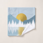 Abstrakte Landschaft Goldener Winter Sonnenunterga Badhandtuch Set (Waschlappen)