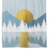 Abstrakte Landschaft Goldener Winter Sonnenunterga Duschvorhang (Vorderseite)