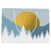 Abstrakte Landschaft Goldener Winter Sonnenunterga Große Geschenktüte (Rückseite)