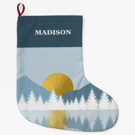 Abstrakte Landschaft Goldener Winter Sonnenunterga Großer Weihnachtsstrumpf