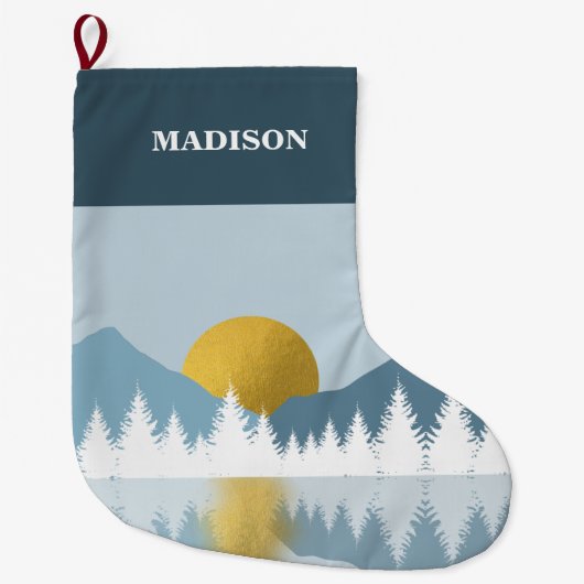 Abstrakte Landschaft Goldener Winter Sonnenunterga Großer Weihnachtsstrumpf (Vorderseite)