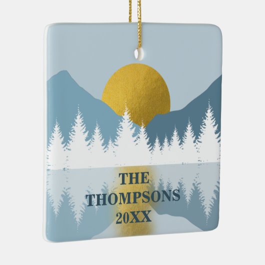 Abstrakte Landschaft Goldener Winter Sonnenunterga Keramikornament (Rechts)