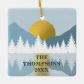 Abstrakte Landschaft Goldener Winter Sonnenunterga Keramikornament (Vorderseite)