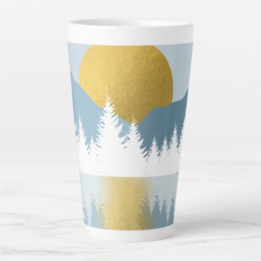 Abstrakte Landschaft Goldener Winter Sonnenunterga Milchtasse (Vorderseite)