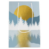 Abstrakte Landschaft Goldener Winter Sonnenunterga Mittlere Geschenktüte (Rückseite)