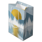 Abstrakte Landschaft Goldener Winter Sonnenunterga Mittlere Geschenktüte (Rückseite Schrägansicht)