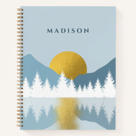 Abstrakte Landschaft Goldener Winter Sonnenunterga Notizblock