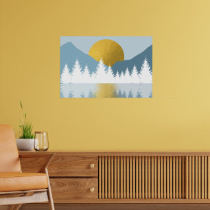 Abstrakte Landschaft Goldener Winter Sonnenunterga Poster