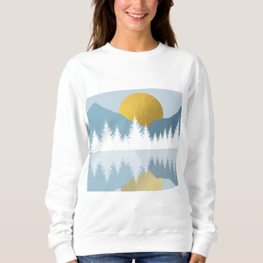 Abstrakte Landschaft Goldener Winter Sonnenunterga Sweatshirt (Vorderseite)